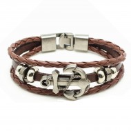 Bratara Sailor piele maro cu ancora