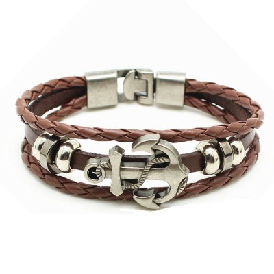 Bratara Sailor piele maro cu ancora Bratara Sailor piele maro cu ancora