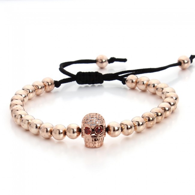 Bratara Rose Gold Skull Zircon