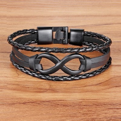 Bratara piele neagra cu semnul infinit Ethan Bratara piele neagra cu semnul infinit Ethan