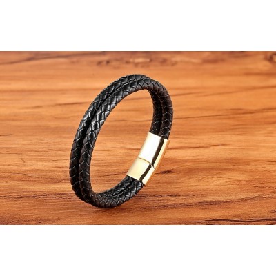 Bratara piele dubla Gold Thomaso Bratara piele dubla Gold Thomaso