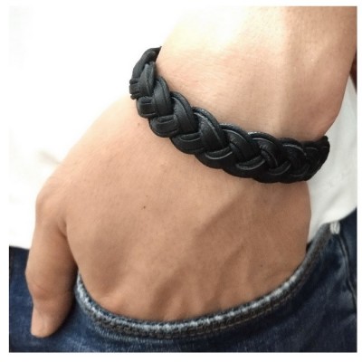 Bratara piele neagra impletita Levi Bratara piele neagra impletita Levi