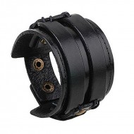 Bratara black leather Wide Spartan