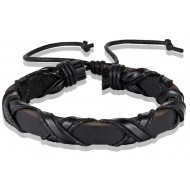 Bratara piele neagra Levi Wolf