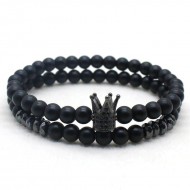 Bratari set pietre naturale cu coroana