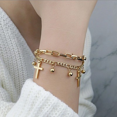 Bratara Charmuri Cross Gold Bratara Charmuri Cross Gold
