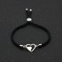 Bratara ajustabila snur negru inima in inima