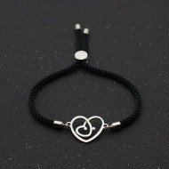 Bratara snur negru Two Hearts