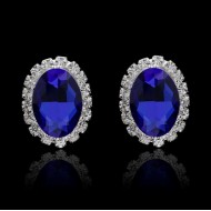 Cercei ovali Safir Divine cu zirconii