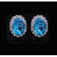 Cercei ovali Topaz Divine cu zirconii