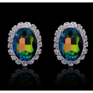 Cercei ovali multicolori Divine cu zirconii