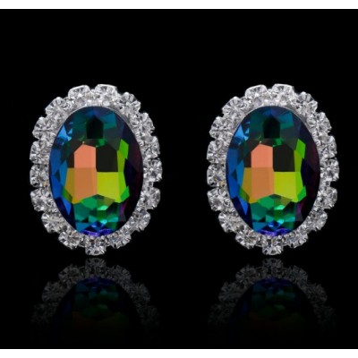 Cercei ovali multicolori Divine cu zirconii Cercei ovali multicolori Divine cu zirconii