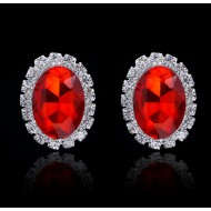 Cercei ovali Rubin Divine cu zirconii