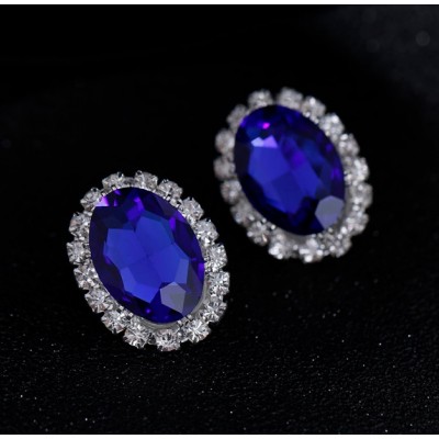 Cercei ovali Safir Divine cu zirconii Cercei ovali Safir Divine cu zirconii