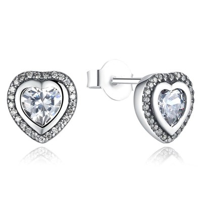 Cercei argint Diamonds Hearts Studs Cercei argint Diamonds Hearts Studs