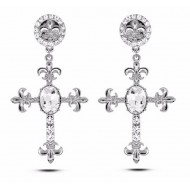 Cercei Diamond Luxury Long in forma de cruce cu zirconii