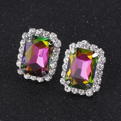 Cercei cu Clips multicolori forma dreptunghiulara Cercei cu Clips multicolori forma dreptunghiulara