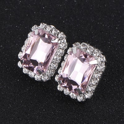 Cercei dreptunghiulari cu Clips Light Pink Cuart Cercei dreptunghiulari cu Clips Light Pink Cuart