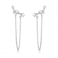 Cercei argint Long Chain Stars