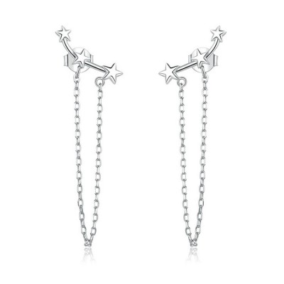 Cercei argint Long Chain Stars