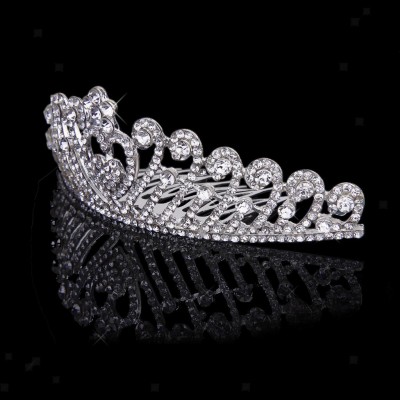 Diadema Coronita cu agrafa tip pieptene cu inima si floare din zirconii The One Diamond