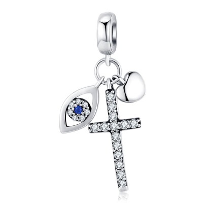 Talisman argint Cross Heart Eye Talisman argint Cross Heart Eye