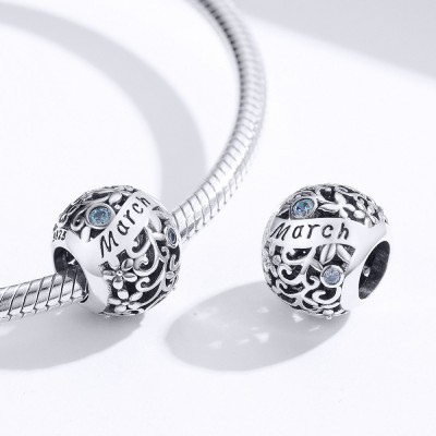 Talisman argint Birthday Stone March Talisman argint Birthday Stone March