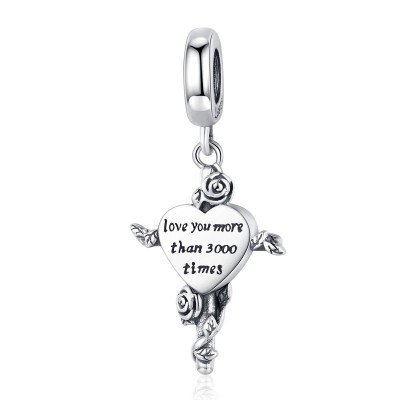 Talisman argint cu cruce si inima Love You More Talisman argint cu cruce si inima Love You More