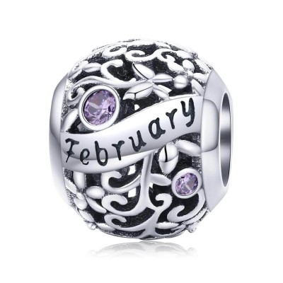 Talisman argint Birthday Stone February Talisman argint Birthday Stone February