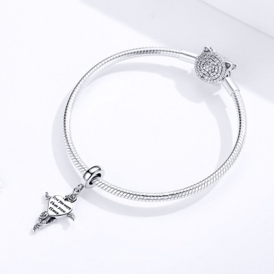 Talisman argint cu cruce si inima Love You More Talisman argint cu cruce si inima Love You More