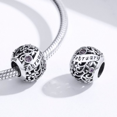 Talisman argint Birthday Stone February Talisman argint Birthday Stone February