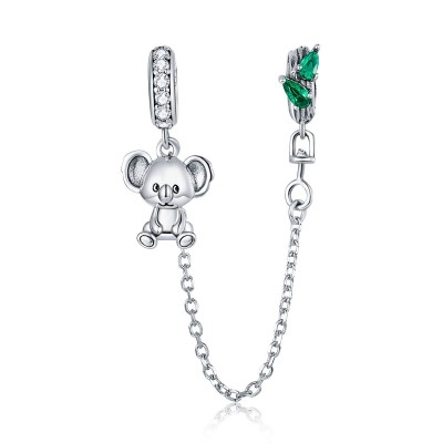 Talisman argint lant de siguranta cu ursulet si cristal verde smarald Talisman argint lant de siguranta cu ursulet si cristal verde smarald