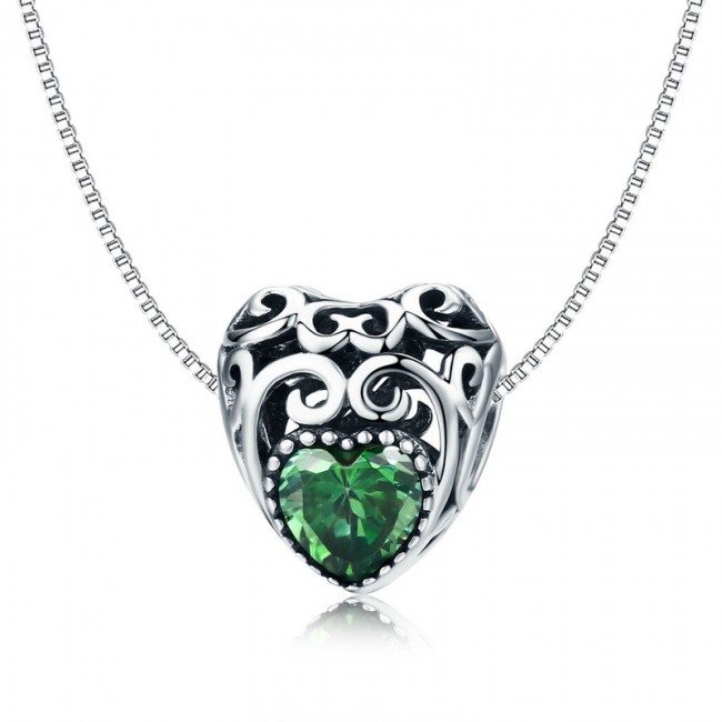 Talisman argint Vintage Green Heart